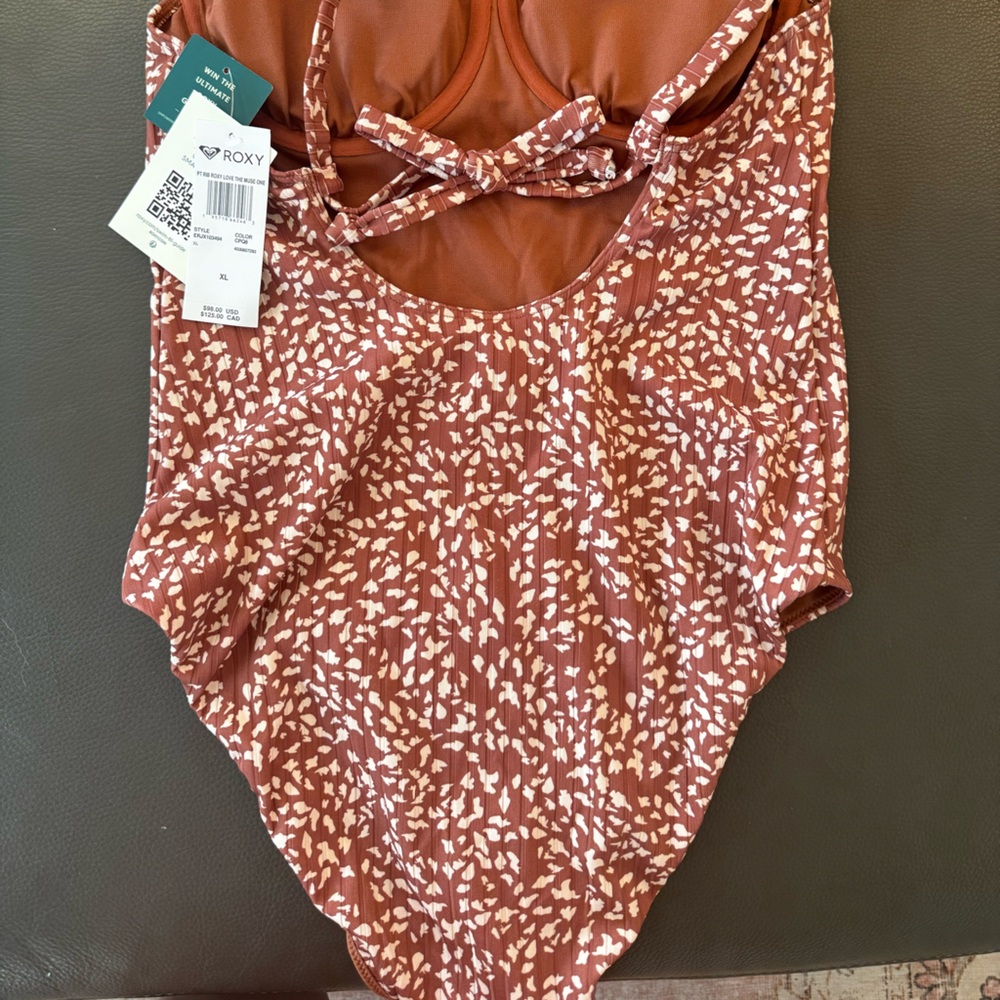 Roxy Brown and White One Piece Swimsuit - Picture 5 of 12